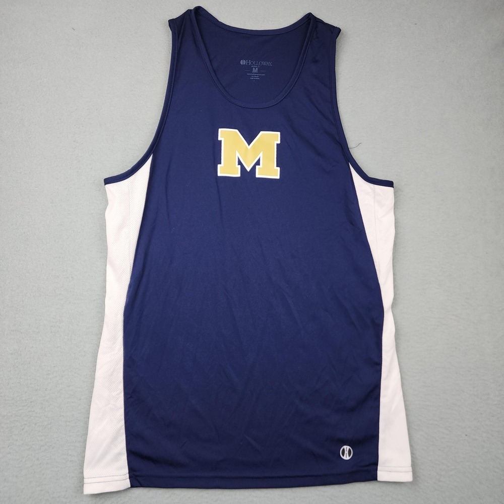 Holloway Running Tank Top Mens Medium Blue White Dry-Excel Jersey Michigan? Team